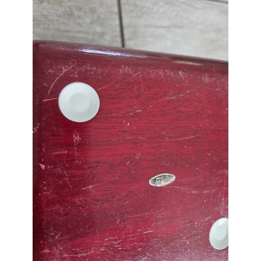 Vintage Wooden Dice Jewelry Box Hidden Compartment Trinket Japan Red 6